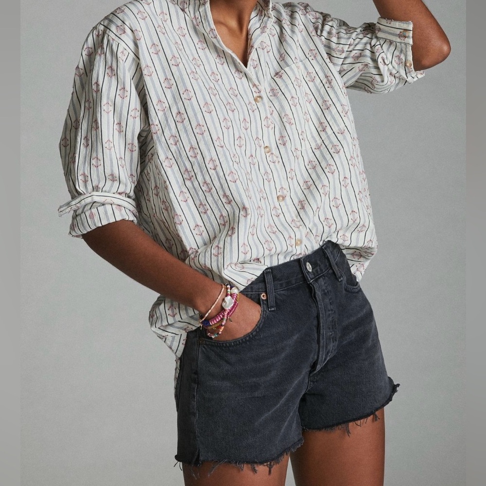 AGOLDE (Anthropologie) button front faded black Jean shorts - size 25